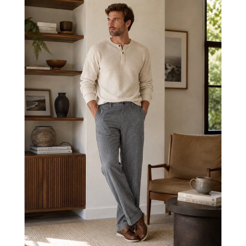 Abercrombie & Fitch Pants Mens 34x29 Gray Linen Blend Straight Leg Preppy